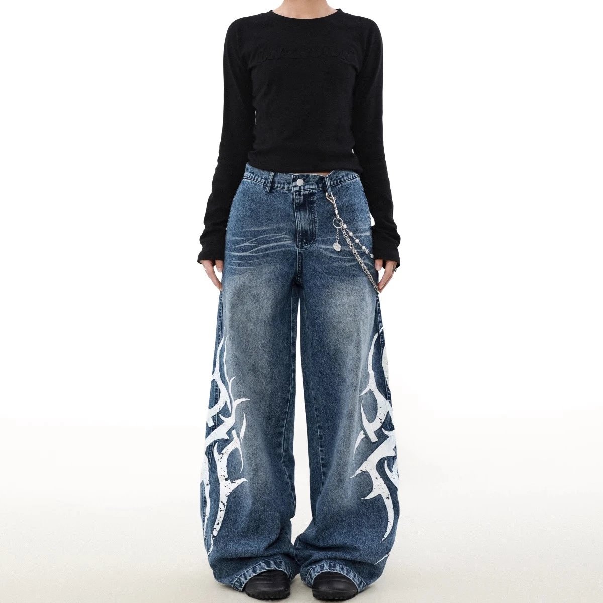 Totem Print Straight Jeans | 1 colorways