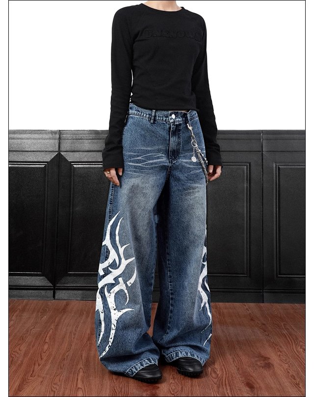 Totem Print Straight Jeans: seller detail photo 6