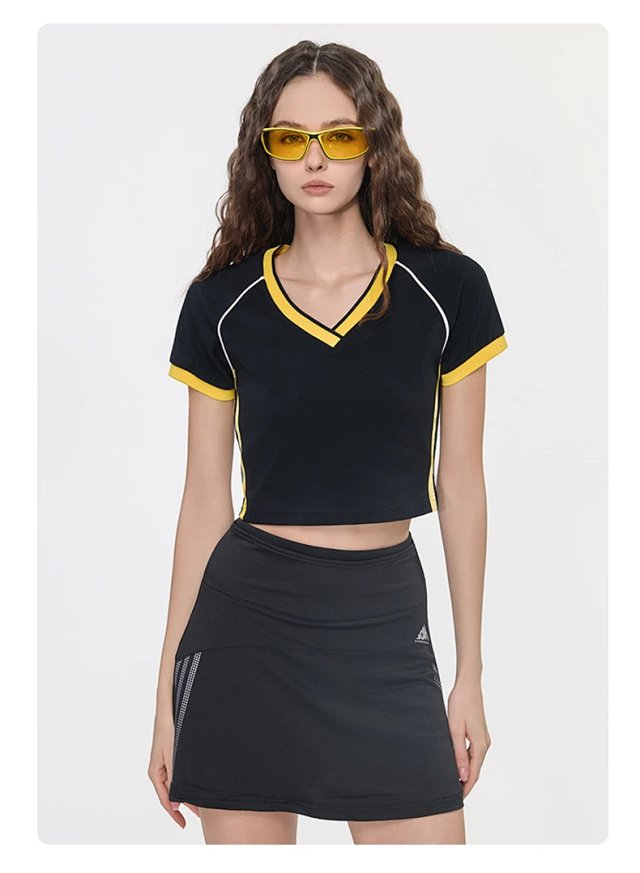 Women's Color Block Crop Tee: seller detail photo 8