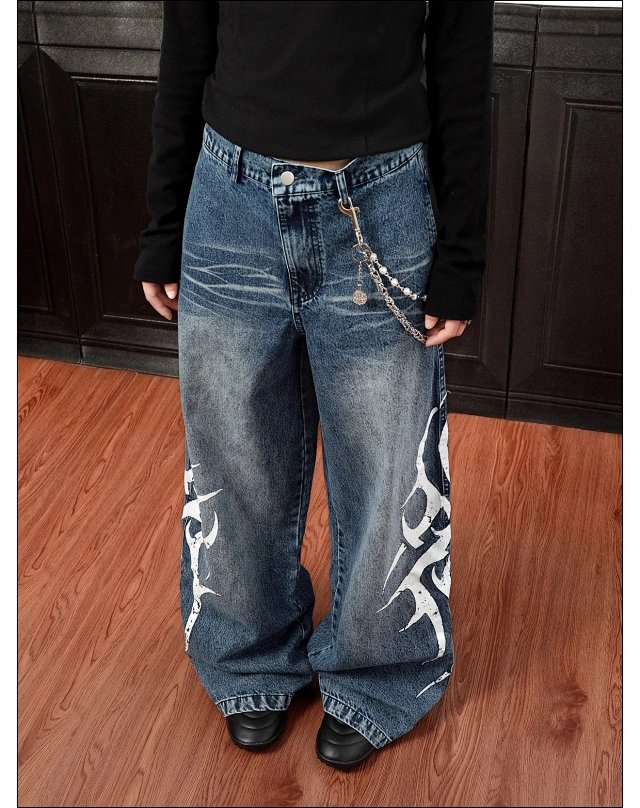 Totem Print Straight Jeans: seller detail photo 7