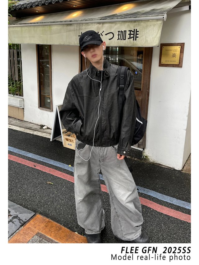 Deconstructed PU Biker Jacket: seller detail photo 8