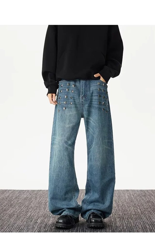 Studded Washed Straight Jeans: seller detail photo 6