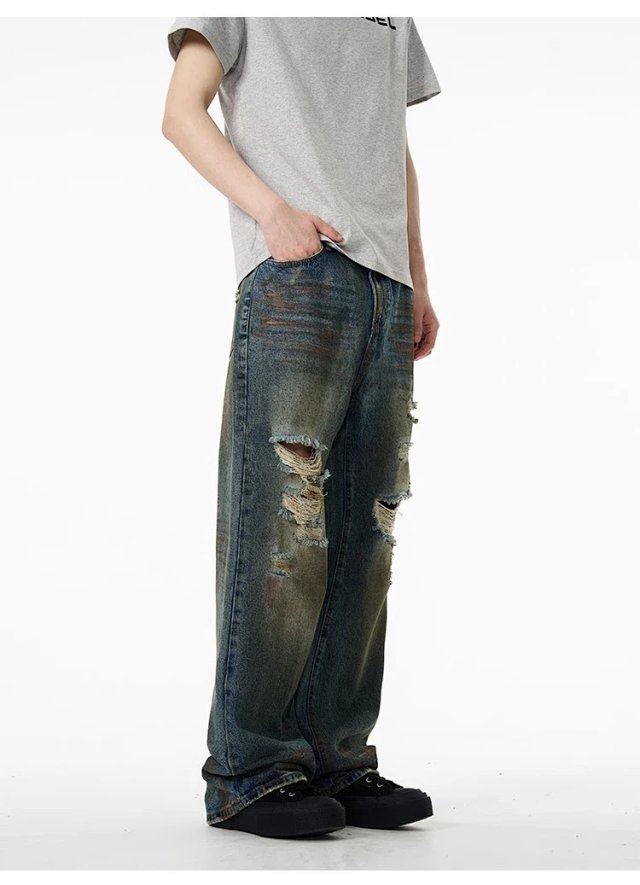 Vintage Distressed Straight Jeans: seller detail photo 8