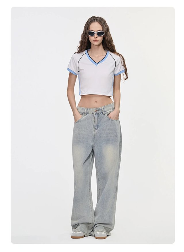 Women's Color Block Crop Tee: seller detail photo 11