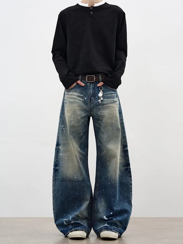 Paint Wash Wide Leg Jeans: seller detail photo 3