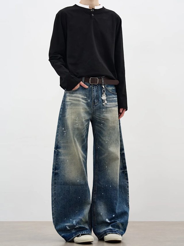 Paint Wash Wide Leg Jeans: seller detail photo 4