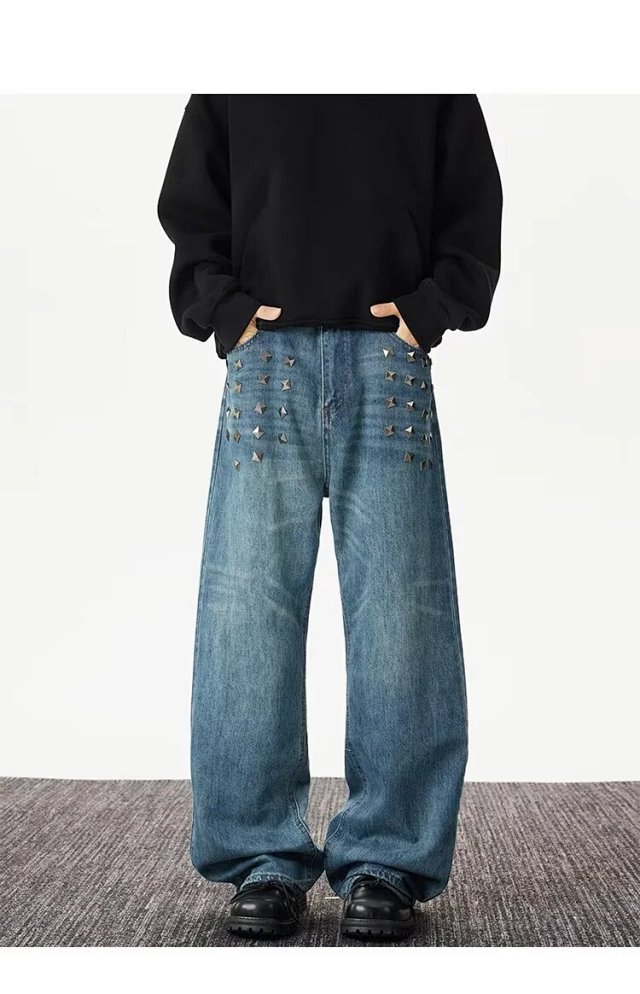 Studded Washed Straight Jeans: seller detail photo 5
