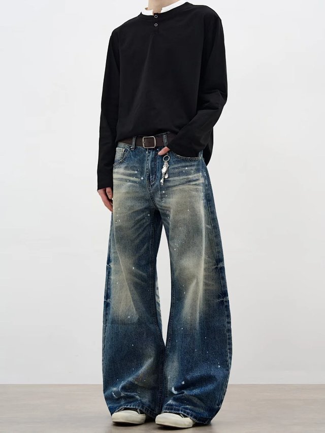 Paint Wash Wide Leg Jeans: seller detail photo 5