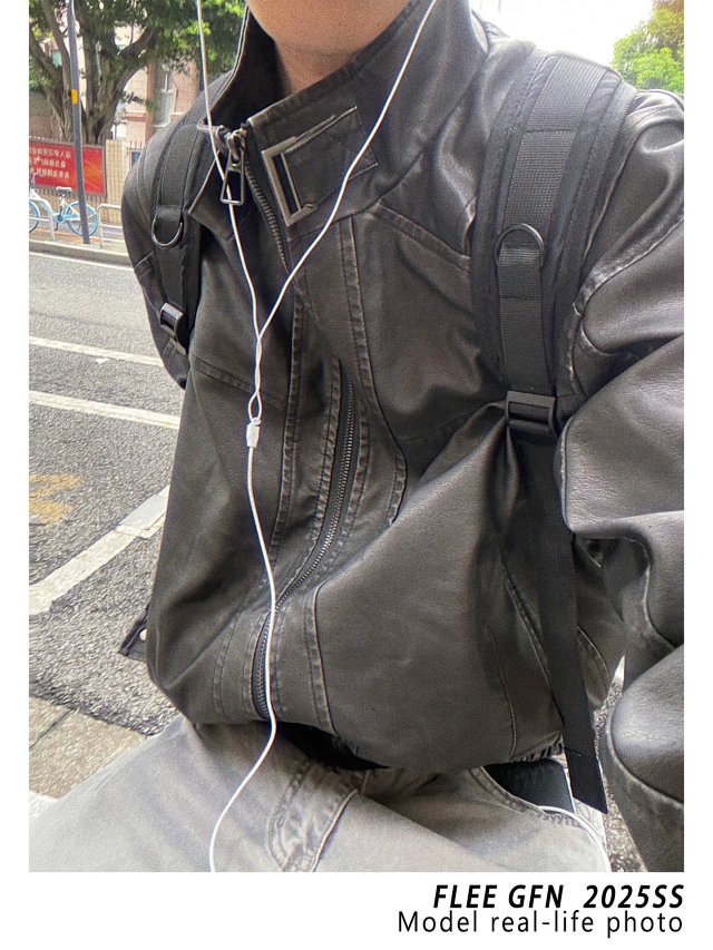 Deconstructed PU Biker Jacket: seller detail photo 3