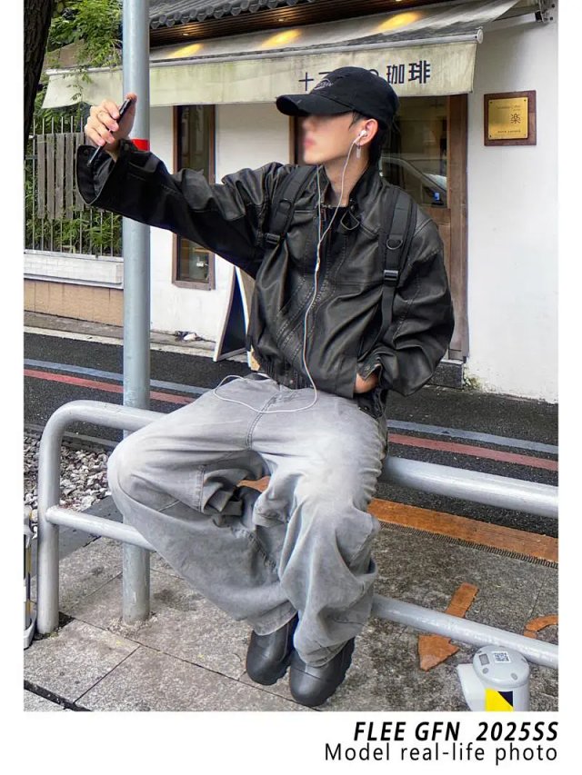Deconstructed PU Biker Jacket: seller detail photo 6