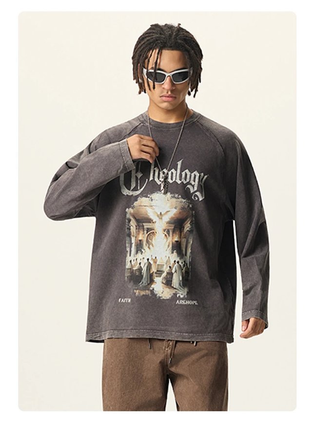 270G Washed Graphic Long Sleeve Tee: seller detail photo 6