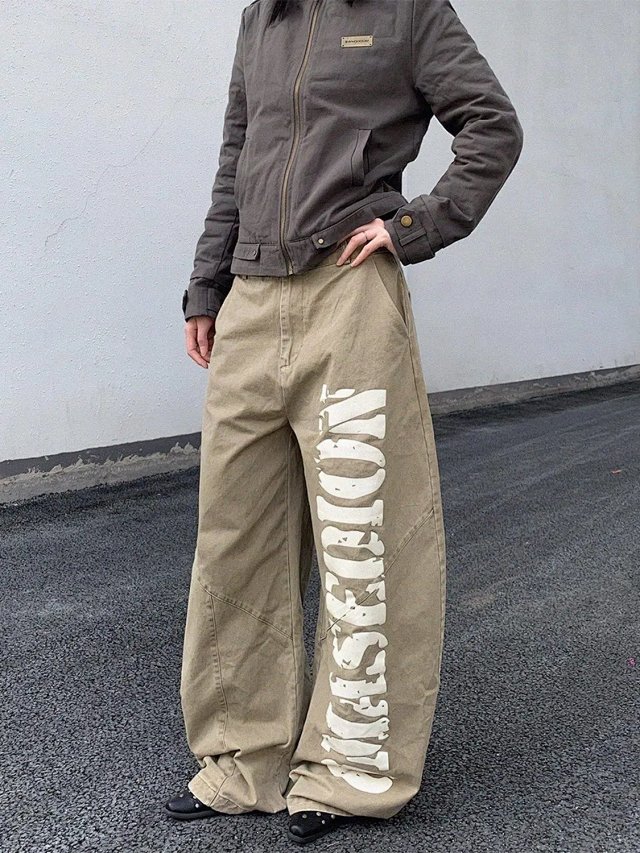 Letter Print Wide Leg Jeans: seller detail photo 5
