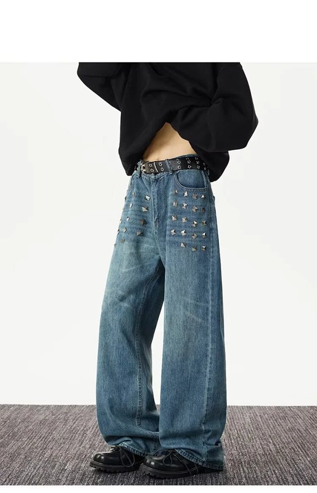 Studded Washed Straight Jeans: seller detail photo 9