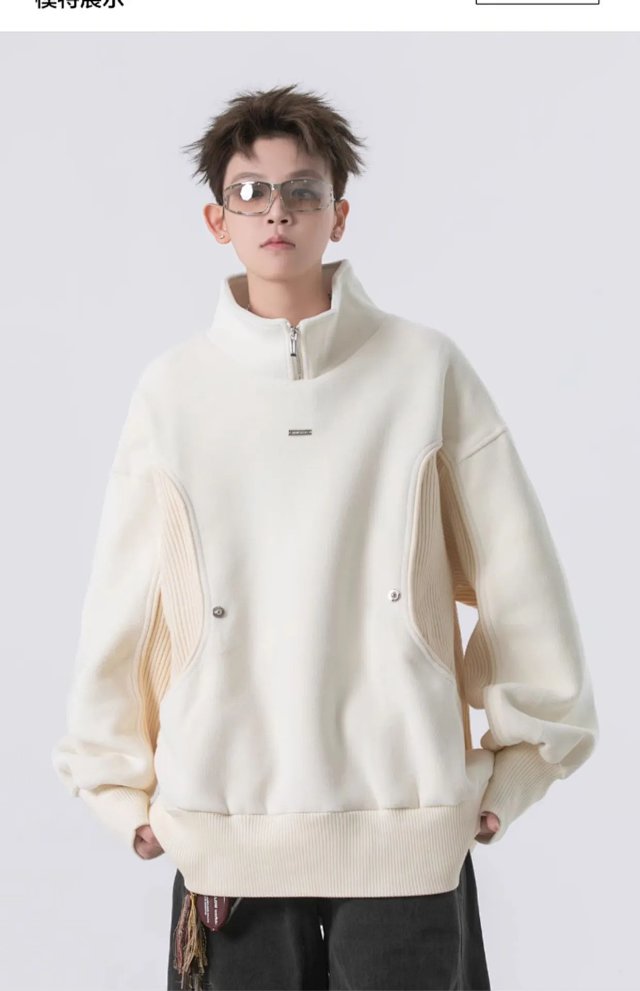 Half Zip Stand Collar Sweatshirt: seller detail photo 3