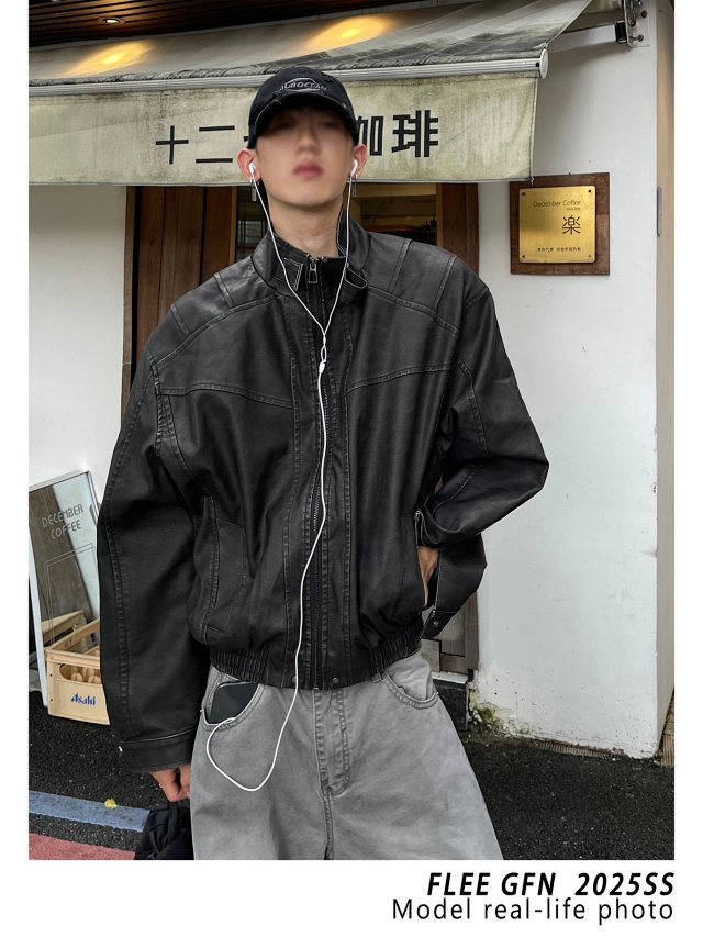 Deconstructed PU Biker Jacket: seller detail photo 9