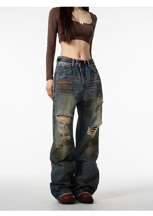 Vintage Distressed Straight Jeans: seller detail photo 11