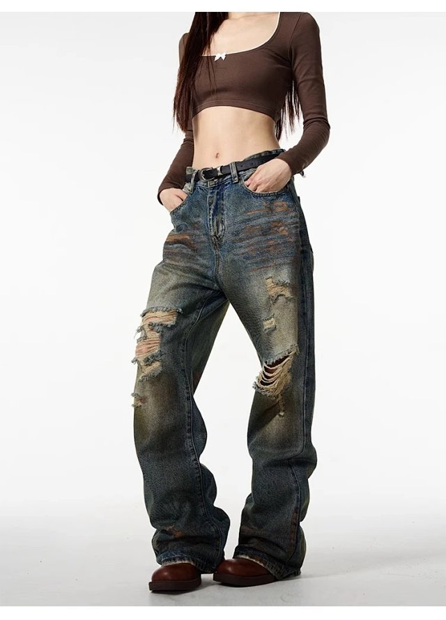 Vintage Distressed Straight Jeans: seller detail photo 12