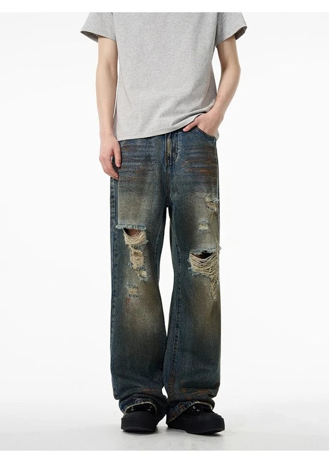 Vintage Distressed Straight Jeans: seller detail photo 6