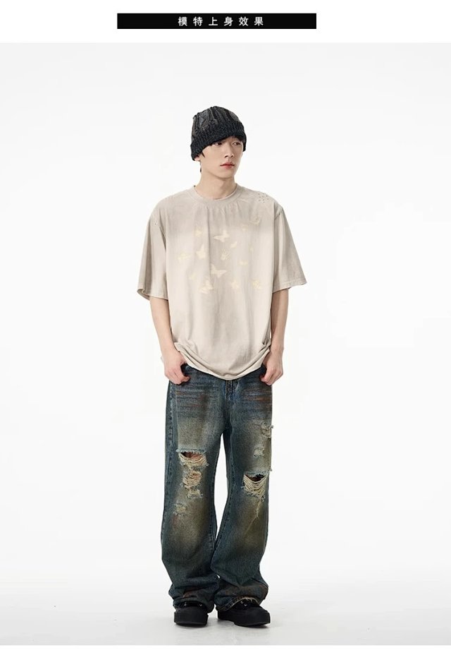 Vintage Distressed Straight Jeans: seller detail photo 3