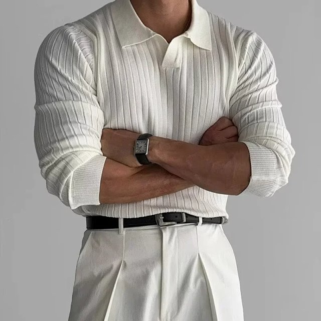 Striped Knit Polo Shirt: seller detail photo 2