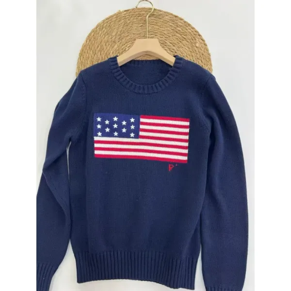 Polo Ralph Lauren Flag Knit Sweater Navy - 1