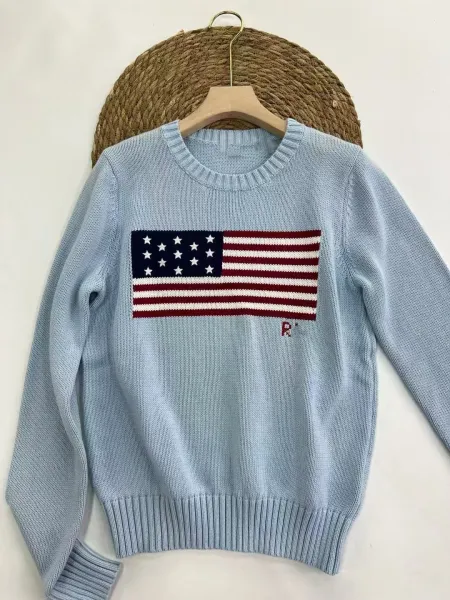 Polo Ralph Lauren American Flag Knit Sweater White - 7