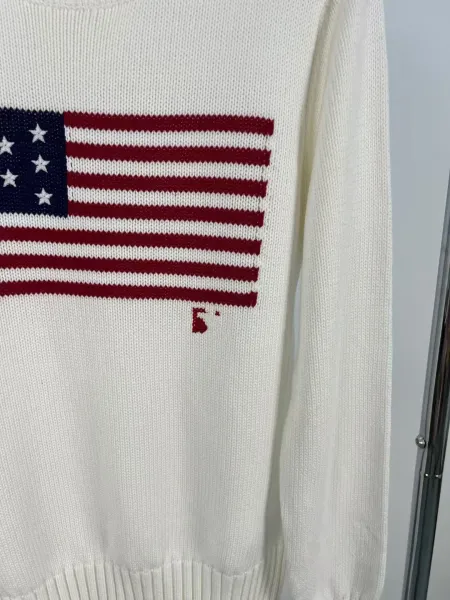 Polo Ralph Lauren American Flag Knit Sweater White - 14