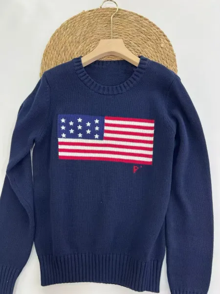 Polo Ralph Lauren American Flag Knit Sweater White - 9