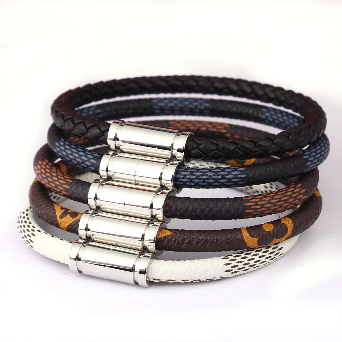 Braided Leather Bracelets with Magnetic Clasp
