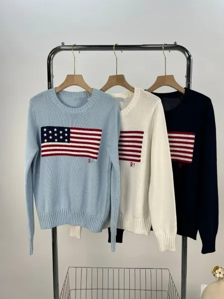 Polo Ralph Lauren American Flag Knit Sweater White - 5