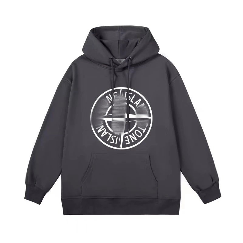 Stone Island Compass Logo Hoodie Gray - 12
