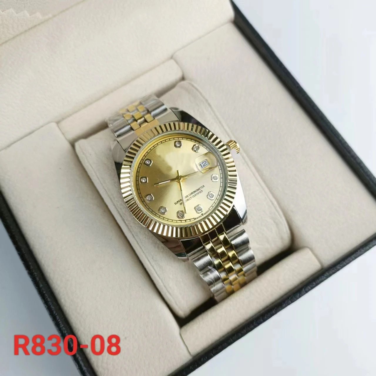 R830-08 Two-Tone Gold with 12 Diamonds