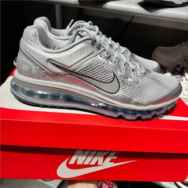 AirMAX2013银色复古网面全掌气垫缓震运动跑步鞋男女情侣 - 136228