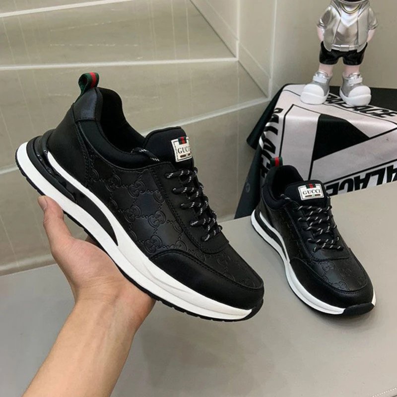 真皮运动鞋男士厚底轻便透气百搭时尚老爹鞋韩版休闲舒适潮 - 135177