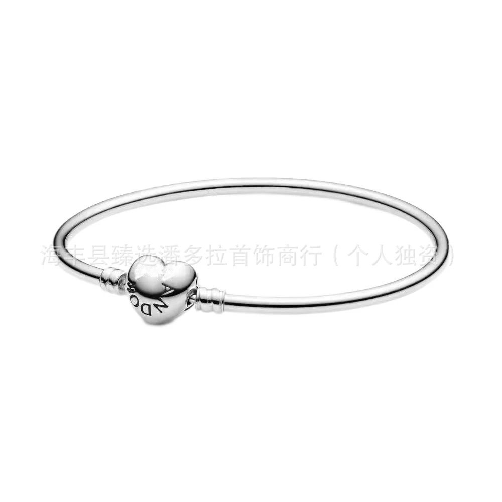 潘多拉白铜镀厚银雪花五角星带钻手镯DIY - 136431