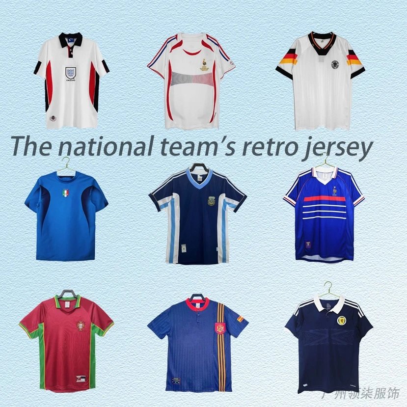 足球服复古英格兰法国德国葡萄牙意大利西班牙苏格兰国家队球衣 - 136655