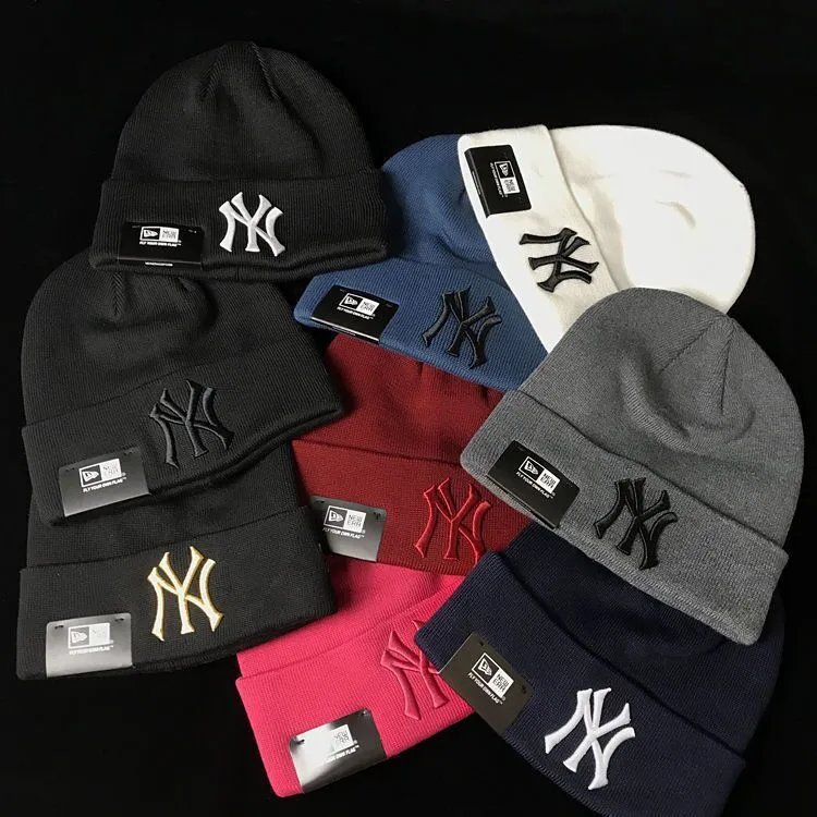 新款帽子立体刺绣高端NY针织帽男秋冬季毛线帽女保暖冷帽时尚百搭 - 135564