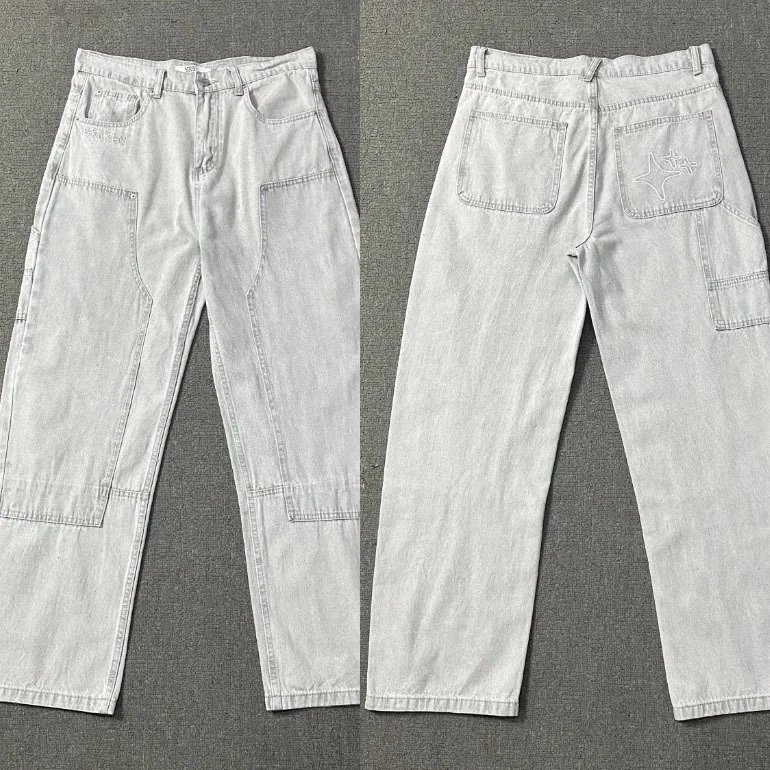 Unbranded Star-embroidered denim garments — BP-J003