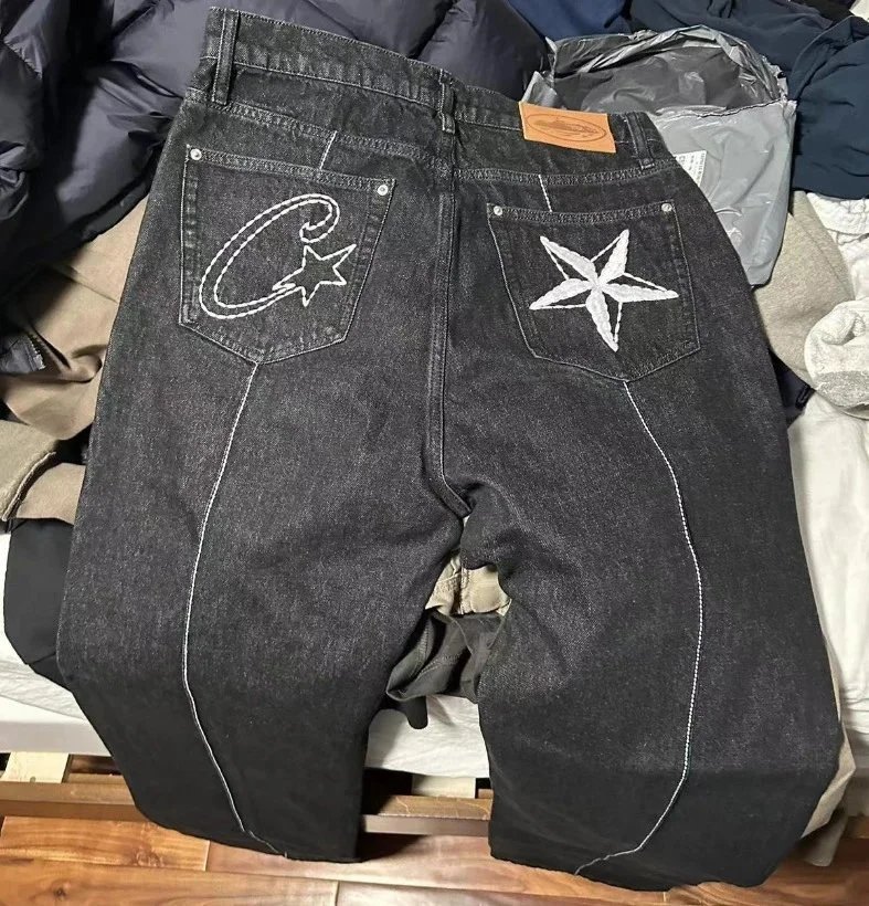 Unbranded Star-embroidered denim garments — 8009 black