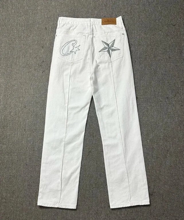 Unbranded Star-embroidered denim garments — 8009 white