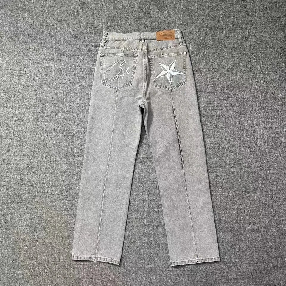 Unbranded Star-embroidered denim garments — 8009 gray