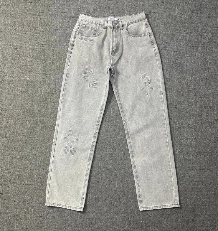 Unbranded Star-embroidered denim garments — 8012
