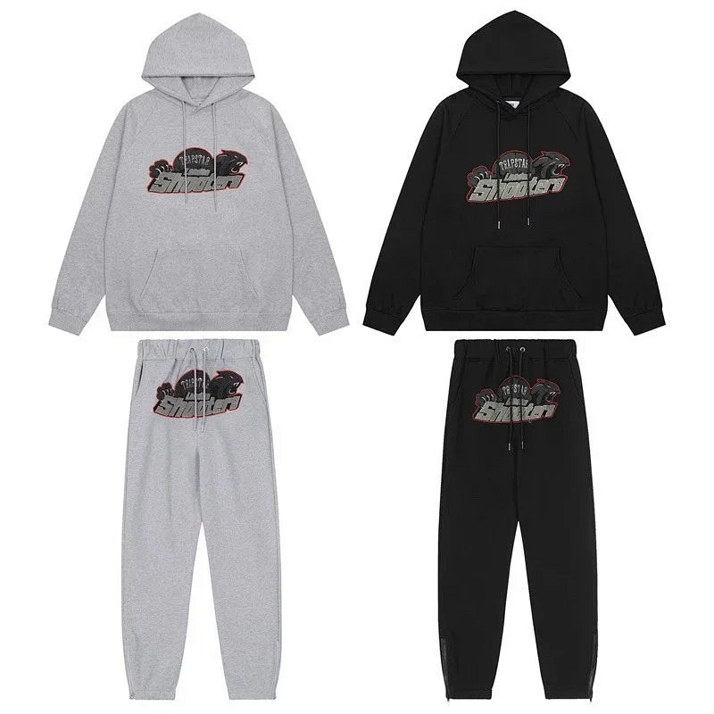 Trapstar Tiger Head Embroidered Hoodie & Pants Casual Set for Couples