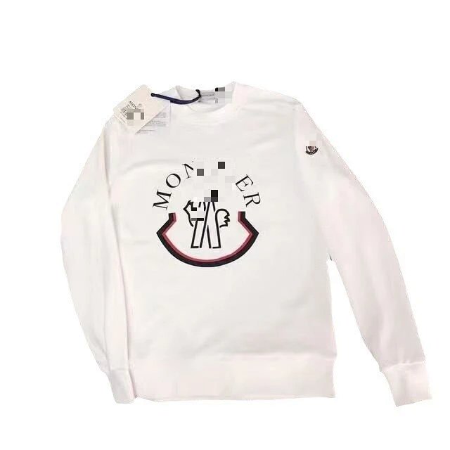 MONCLEL Logo Unisex Crewneck Fleece-Lined Thickened Cotton Long-Sleeve Sweatshirt