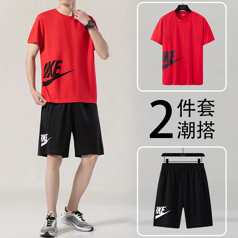 Men's Summer Quick-Dry Fitness Set: Short-Sleeve Tee & Loose Shorts 2-Piece
