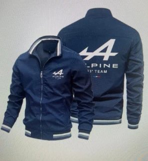 Vespa Jackets Zip-up bomber jacket with striped ribbed cuffs and hem — Navy blue custom