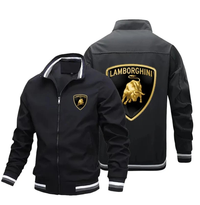 Vespa Jackets Zip-up bomber jacket with striped ribbed cuffs and hem — Lamborghini