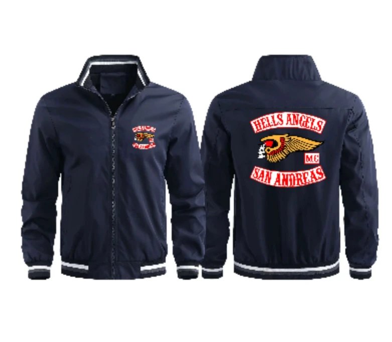 Vespa Jackets Zip-up bomber jacket with striped ribbed cuffs and hem — Custom 29 Navy