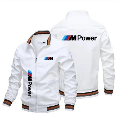 Vespa Jackets Zip-up bomber jacket with striped ribbed cuffs and hem — 11 white