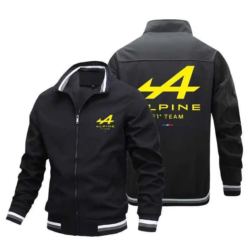 Vespa Jackets Zip-up bomber jacket with striped ribbed cuffs and hem — Custom 25 Black Yellow
